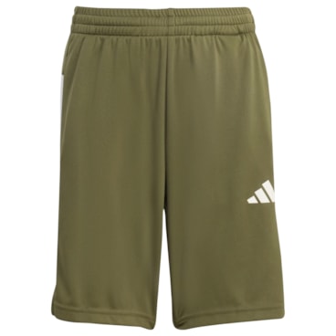 Shorts Adidas Train Essentials 3 Listras Infantil - Verde Oliva