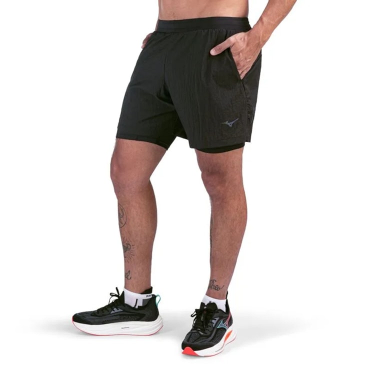 Shorts Mizuno High 3 2 In 1 Masculino - Preto