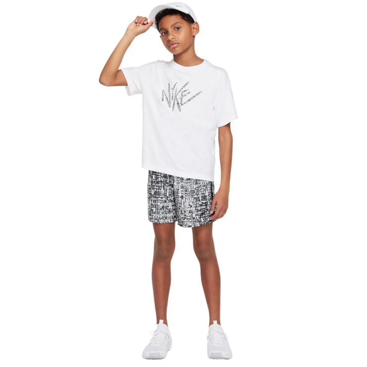 Shorts Nike Dri-Fit Multi Woven Infantil - Preto/Branco