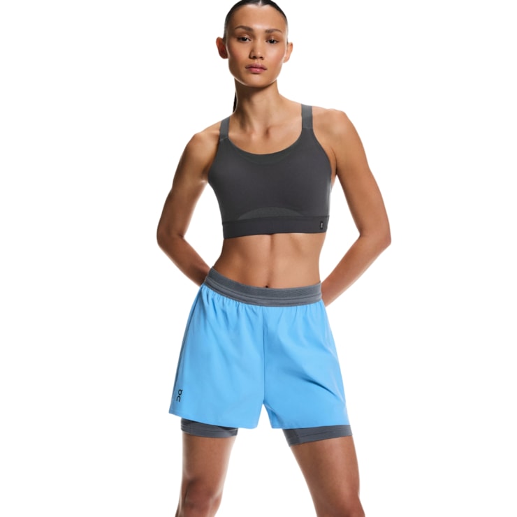 Shorts On Performance 2 In 1 3 Pol Feminino - Azul/Cinza