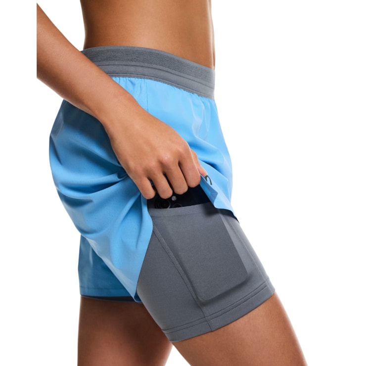 Shorts On Performance 2 In 1 3 Pol Feminino - Azul/Cinza