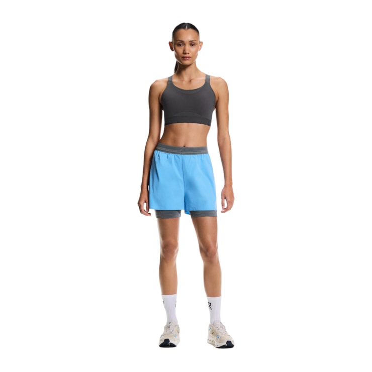 Shorts On Performance 2 In 1 3 Pol Feminino - Azul/Cinza