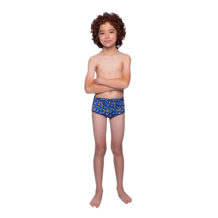 Sunga Boxer Speedo Fish Infantil - Azul Marinho