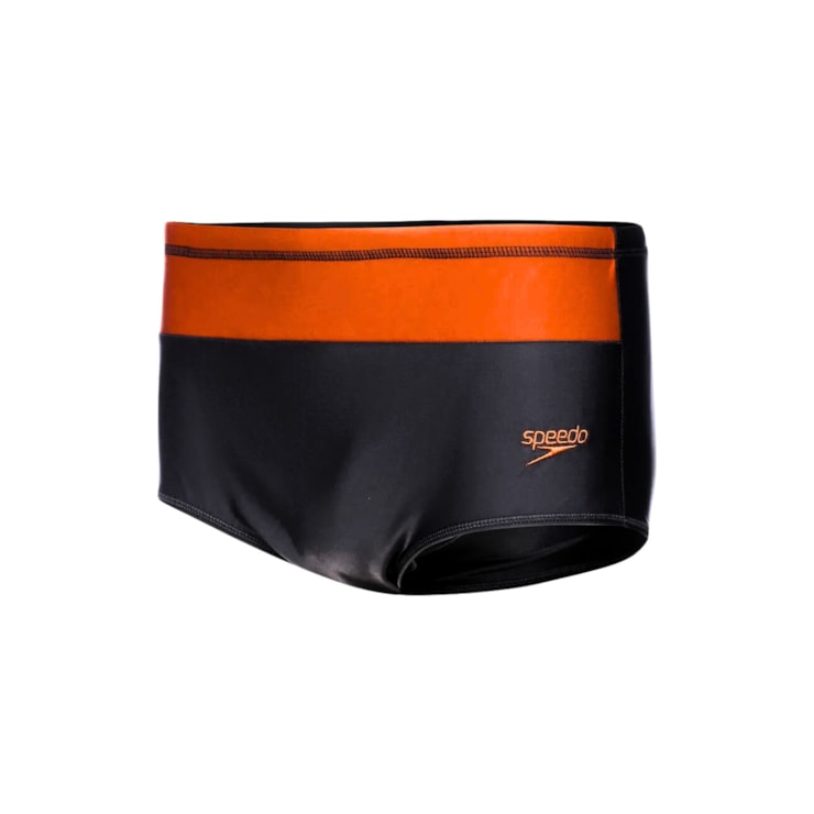 Sunga Speedo Tradicional Color Block Masculina - Preta/Laranja