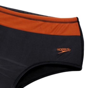 Sunga Speedo Tradicional Color Block Masculina - Preta/Laranja