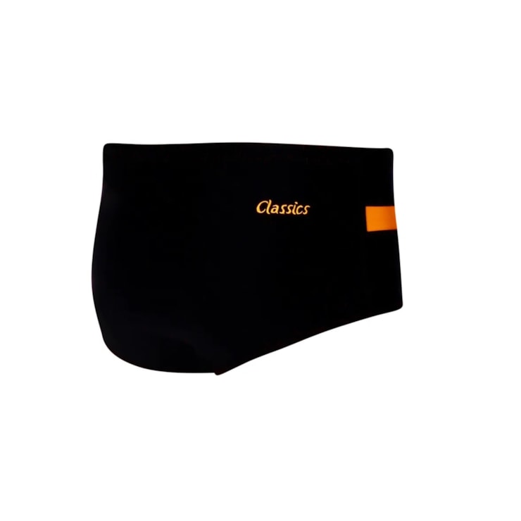 Sunga Speedo Tradicional Recorte Masculina - Preta/Laranja