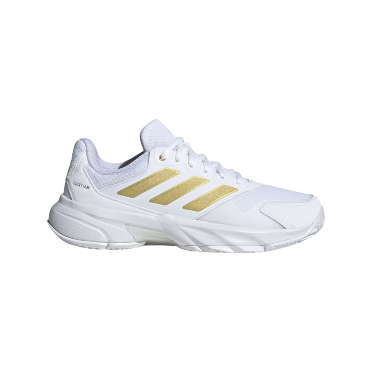 Tênis Adidas Courtjam Control 3 All Court Feminino - Branco/Dourado