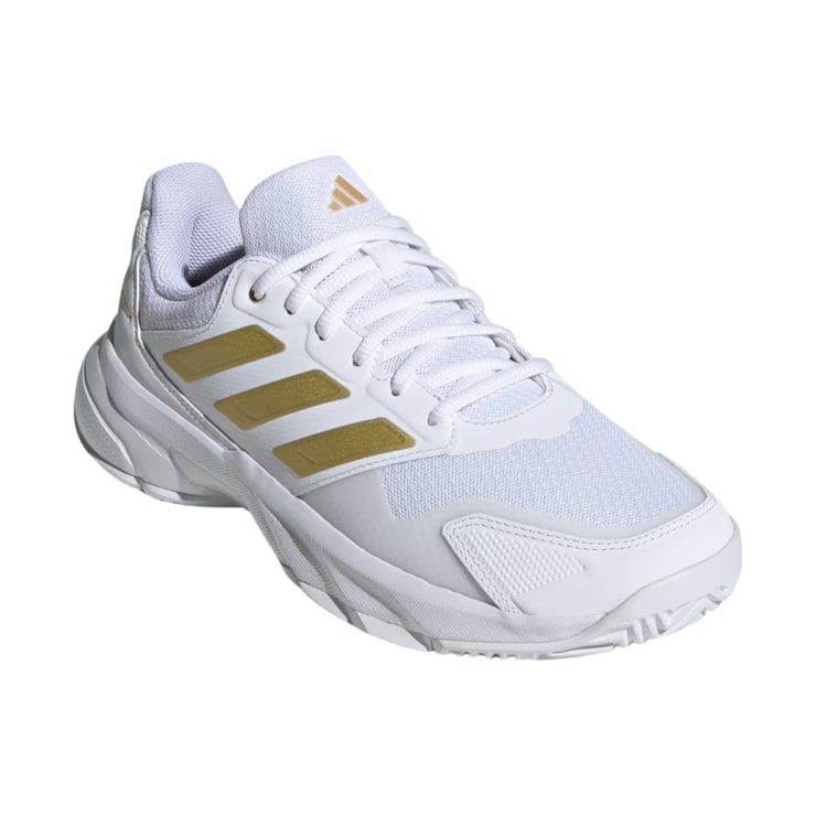 Tênis Adidas Courtjam Control 3 All Court Feminino - Branco/Dourado