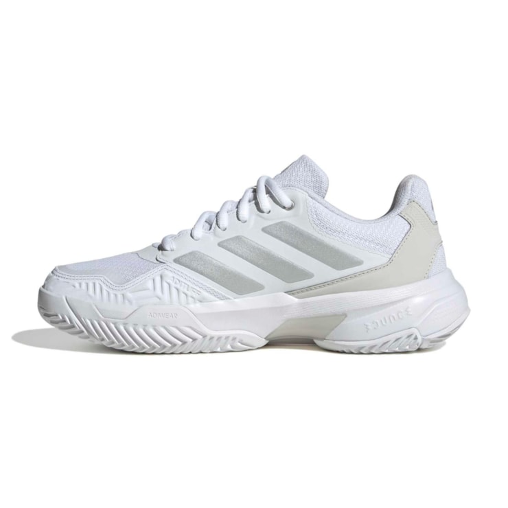 Tênis Adidas Courtjam Control 3 Quadra Rápida Feminino - Branco/Prata
