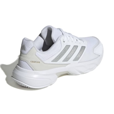 Tênis Adidas Courtjam Control 3 Quadra Rápida Feminino - Branco/Prata