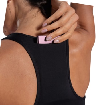 Top Adidas Suporte Médio Com Bolso Feminino - Preto