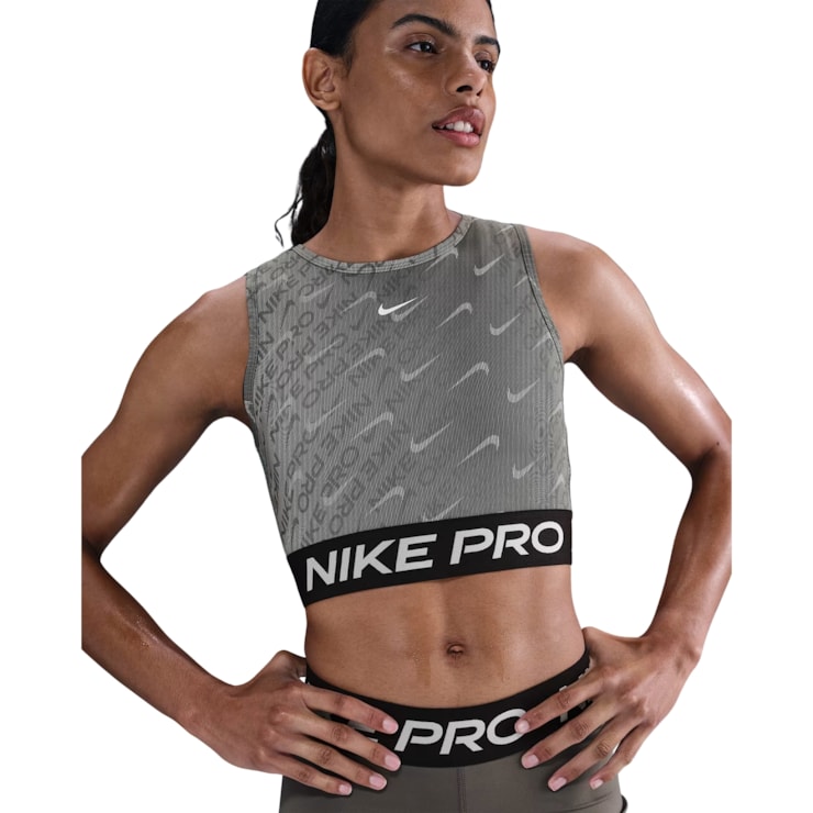 Top Nike Pro Croped Feminino - Preto/Branco