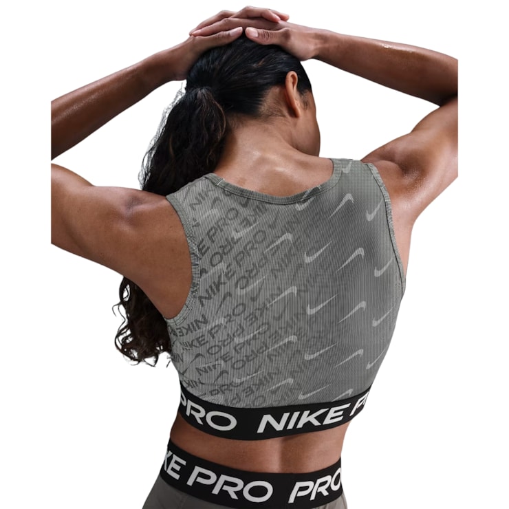 Top Nike Pro Croped Feminino - Preto/Branco