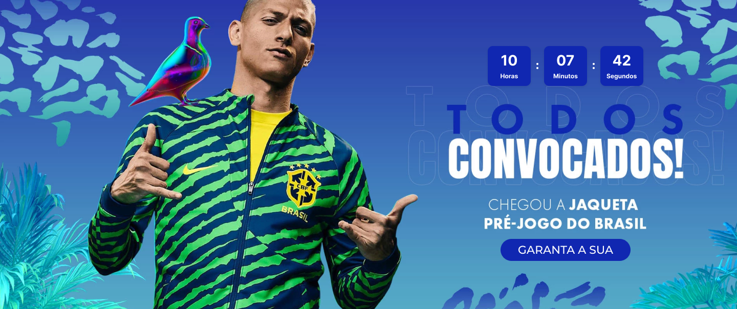 Todos convocados — jaqueta pré-jogo do Brasil